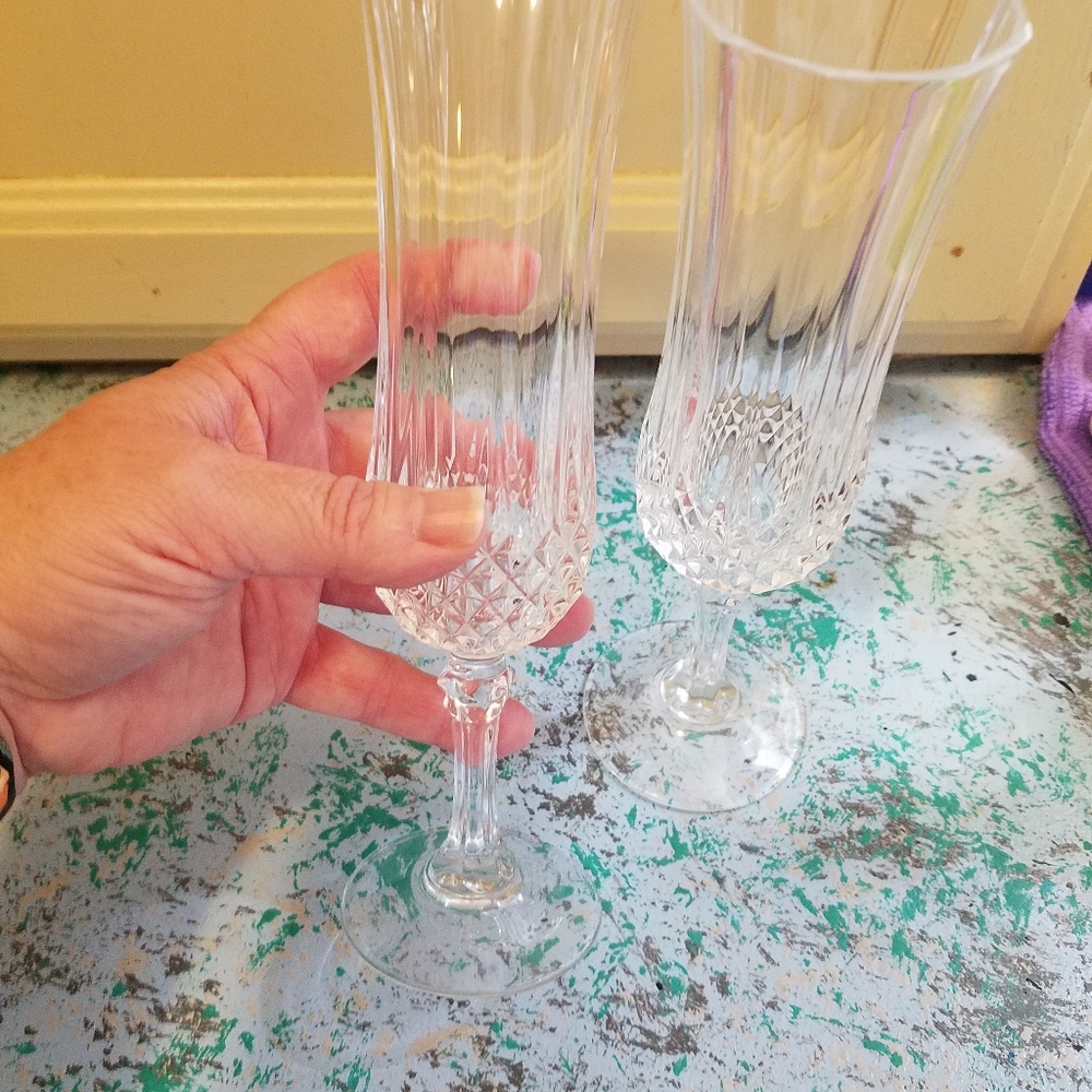 Crystal cut wine glasses 
Please go to my page and - Picture 3 of 5
